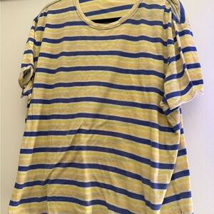 We The Free Striped Tee Size L Yellow Blue Relaxed Fit Free People